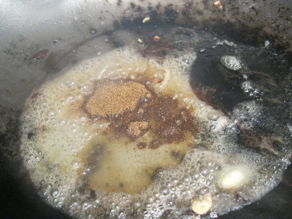 Heating garam masala